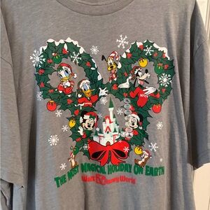 Disney Gray Holiday T-Shirt with Mickey and Friends